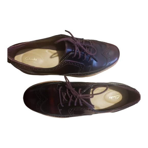 Clark’s Teadale Maira Oxford Shoe 8 1/2 M Red/Brown Platform Wing-tip Leather! - Picture 3 of 13